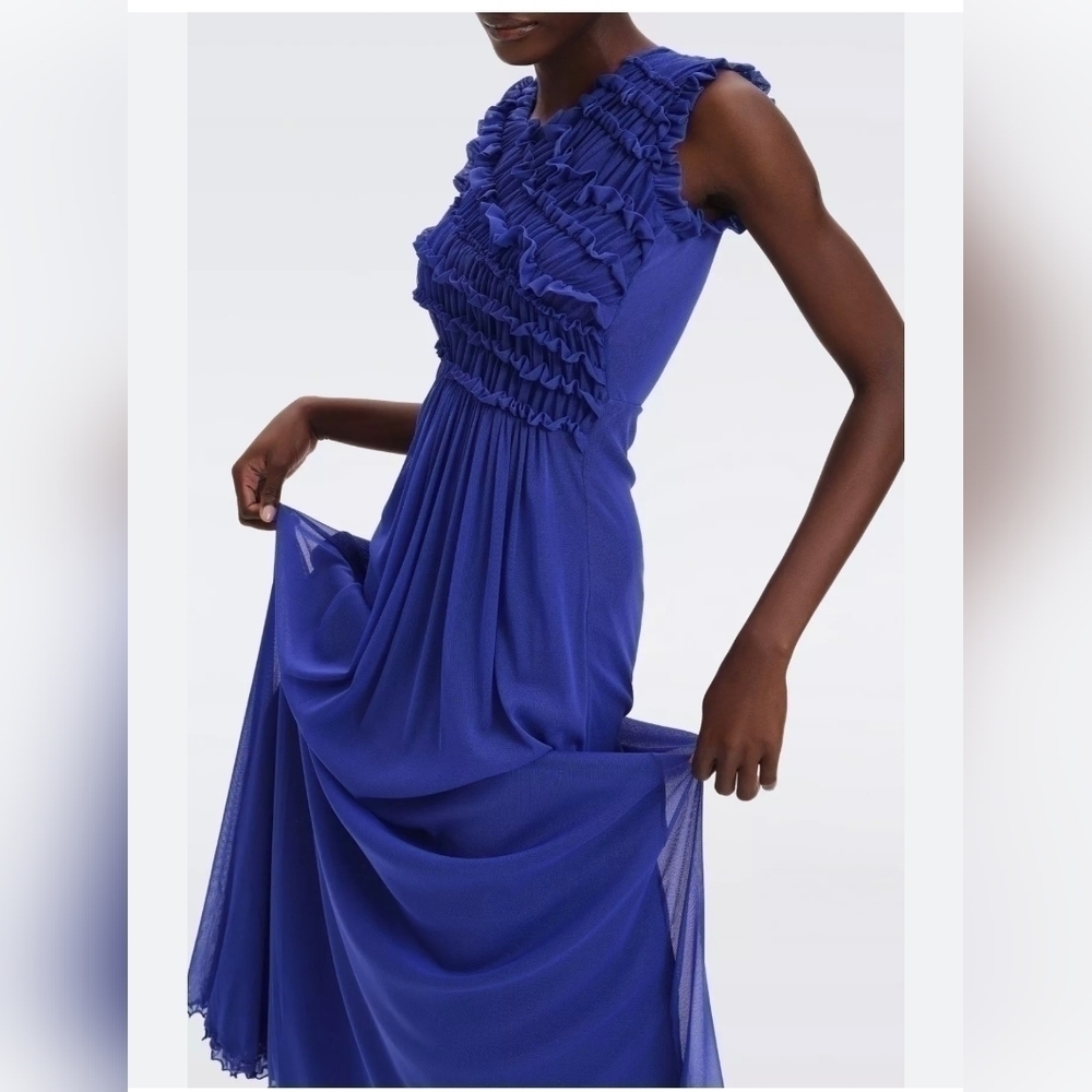 DVF Diane von Furstenbergruffle-detail fluted dress Size Small - Picture 7 of 15